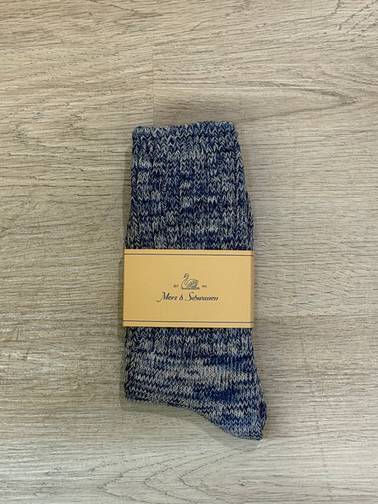 MERZB GS07 SOCKS MELANGE Denim Blue/ Nature