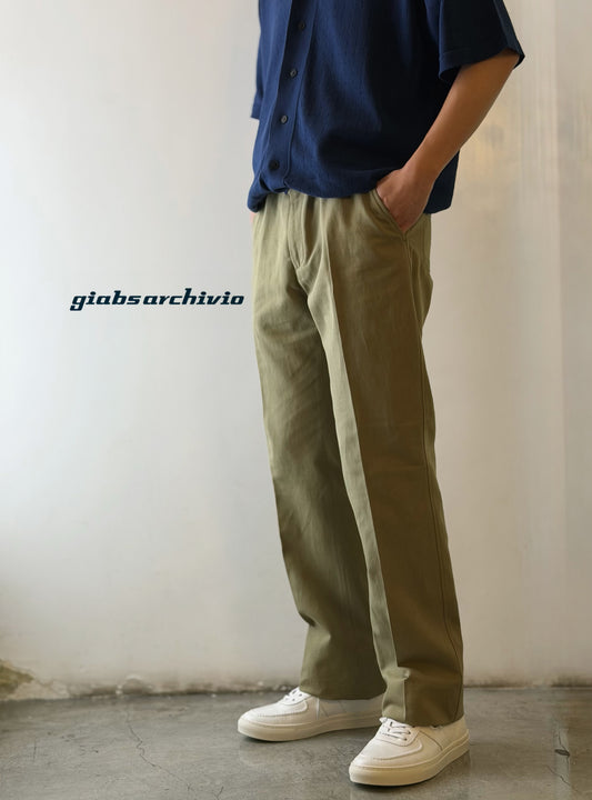GBS 2002 Herringbone Linen Cotton Trousers 3929 Olive