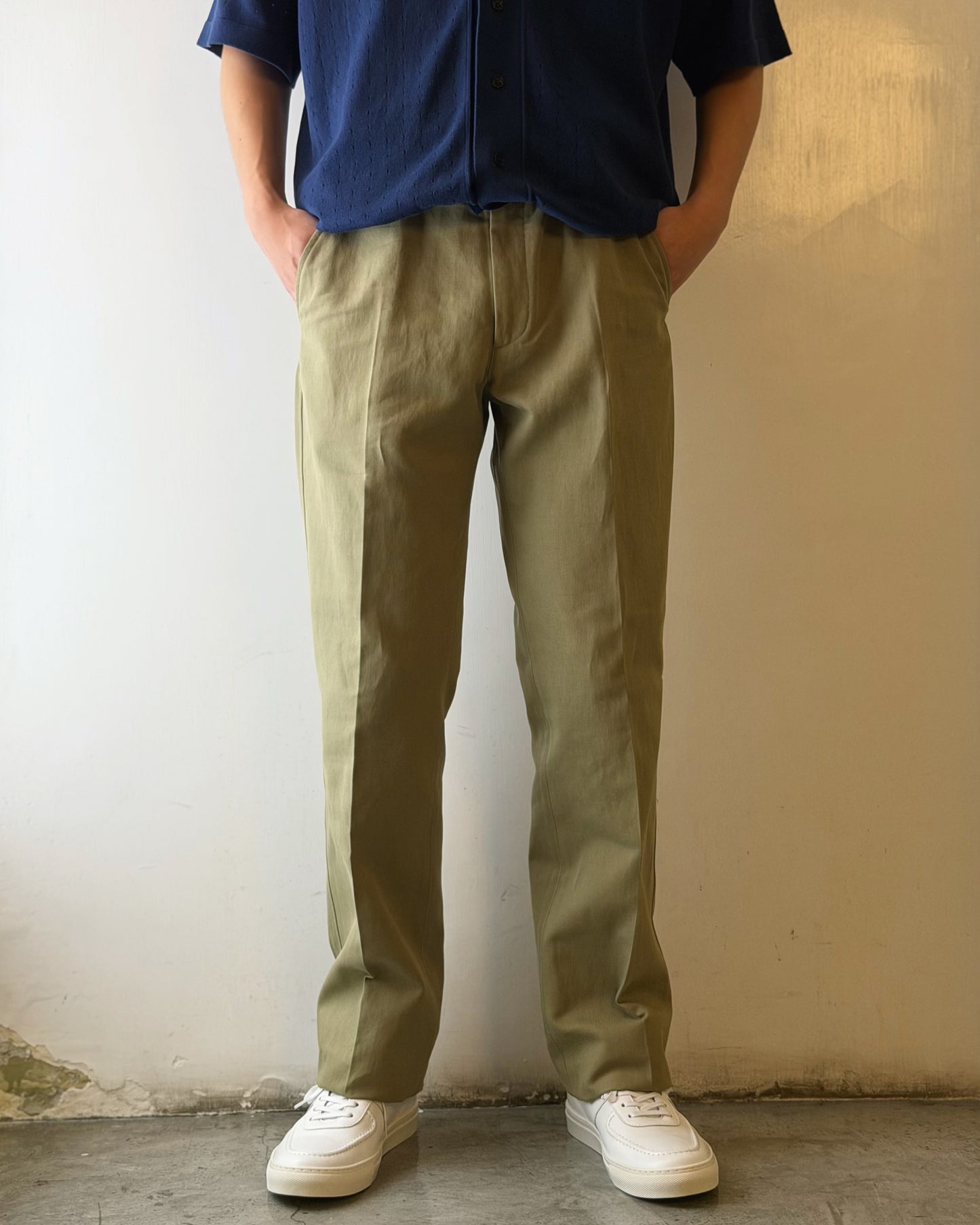 GBS 2002 Herringbone Linen Cotton Trousers 3929 Olive