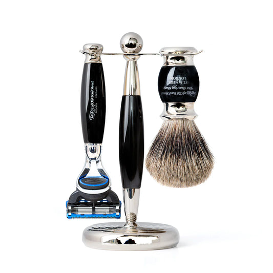 TYR Black Pure Badger Fusion Edwardian Shaving Set