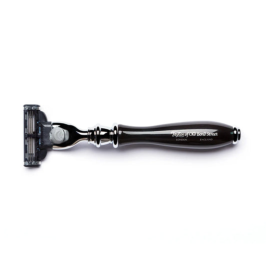 TYR Black Victorian Handle Mach3 Razors: Triple Blade