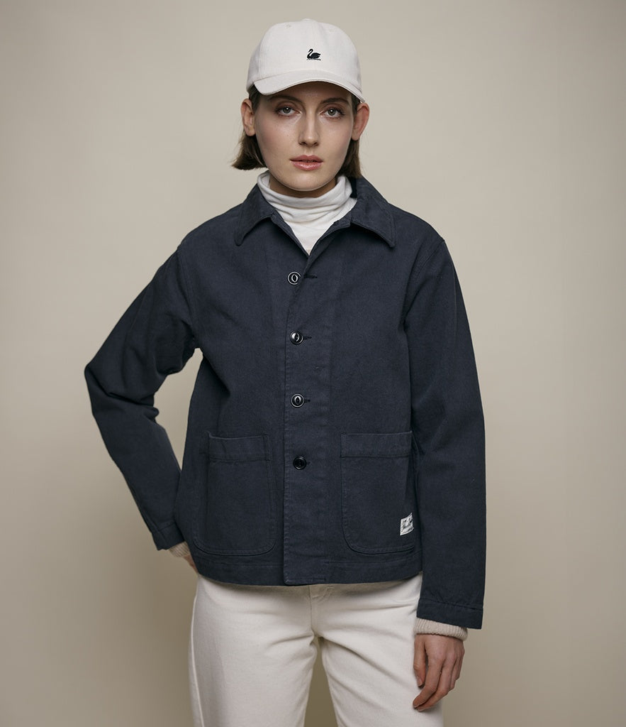 MERZB JKT08 Organic Cotton Twill Cropped Fit Jacket Charcoal