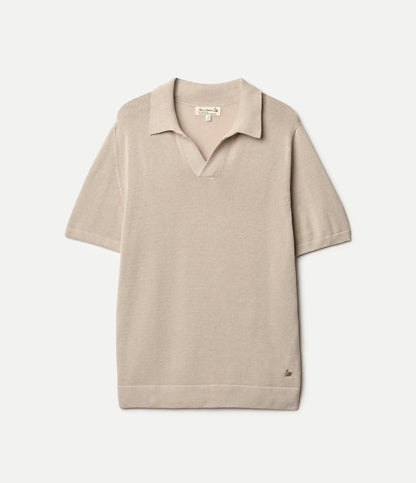 MERZB KINT POLO 02 Knitted Polo,Organic Cotton Relaxed Fit Sand