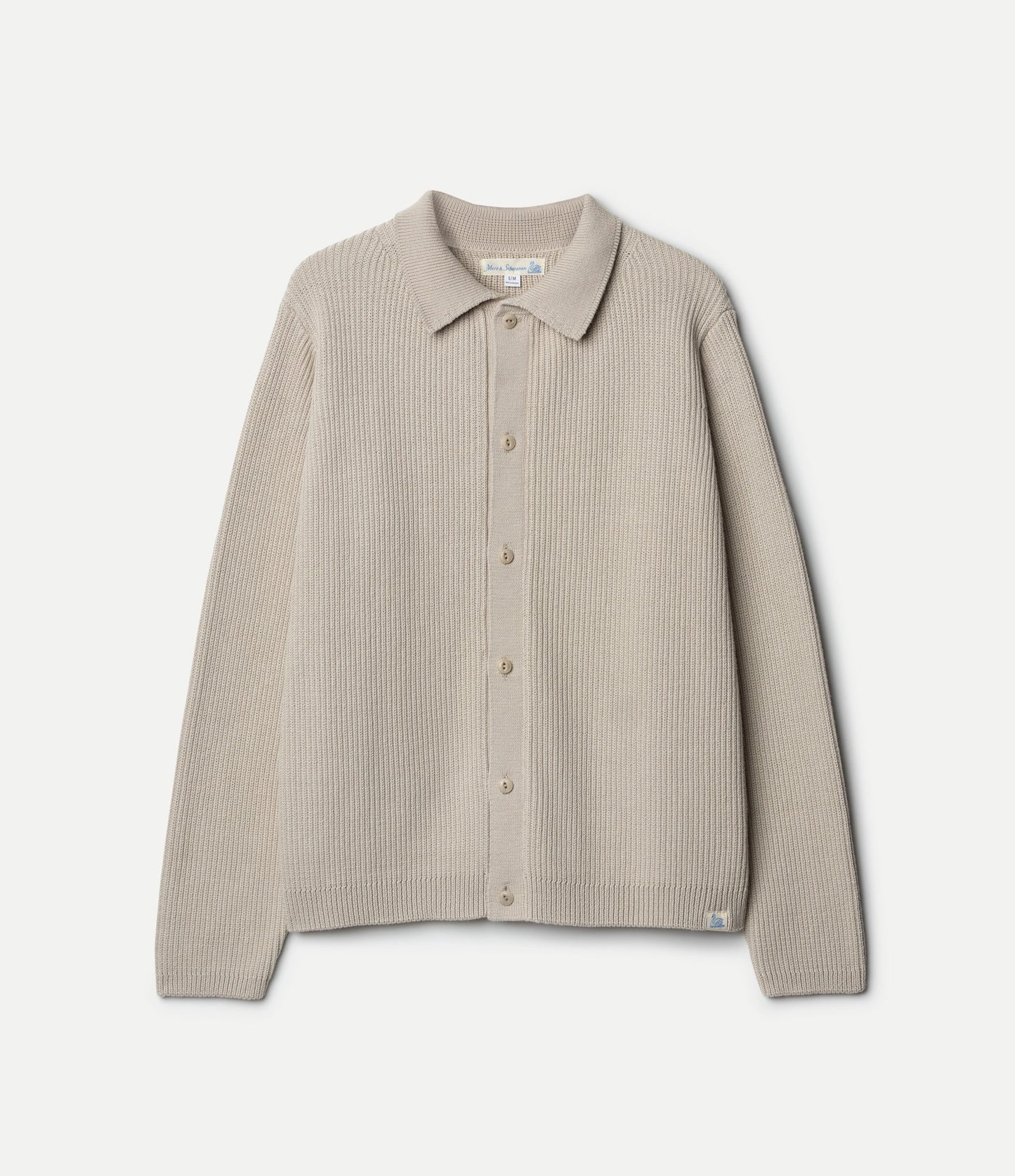 MERZB KNITSHIRT05 Ribbed Organic Cotton Long Sleeve Shirt Sand