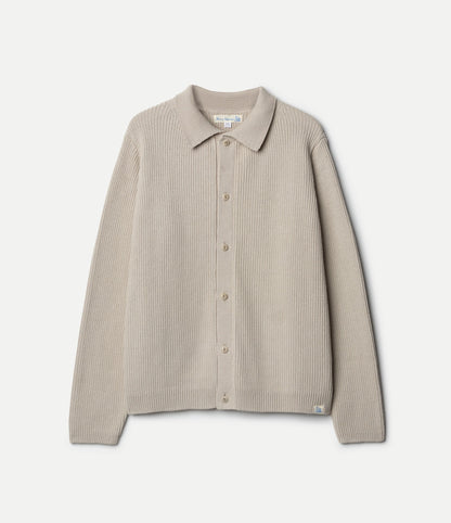 MERZB KNITSHIRT05 Ribbed Organic Cotton Long Sleeve Shirt Sand