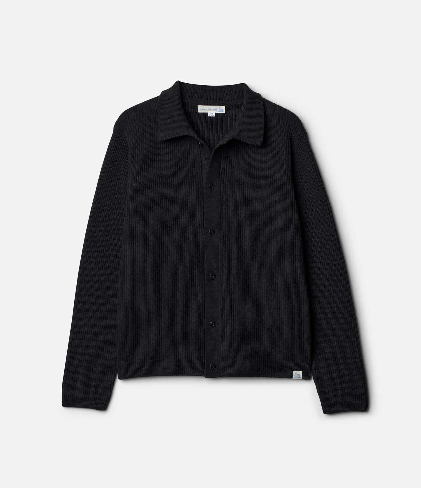 MERZB KNITSHIRT05 Ribbed Organic Cotton Long Sleeve Shirt Black