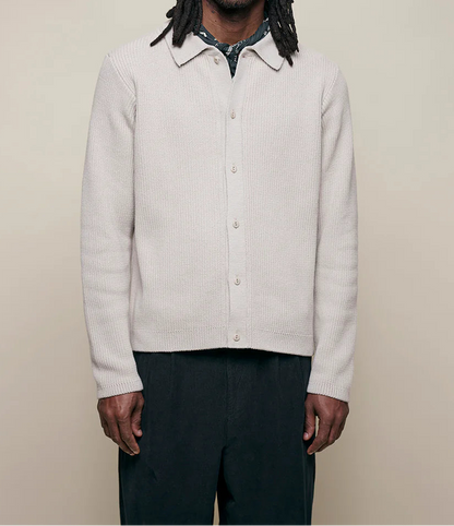 MERZB KNITSHIRT05 Ribbed Organic Cotton Long Sleeve Shirt Sand