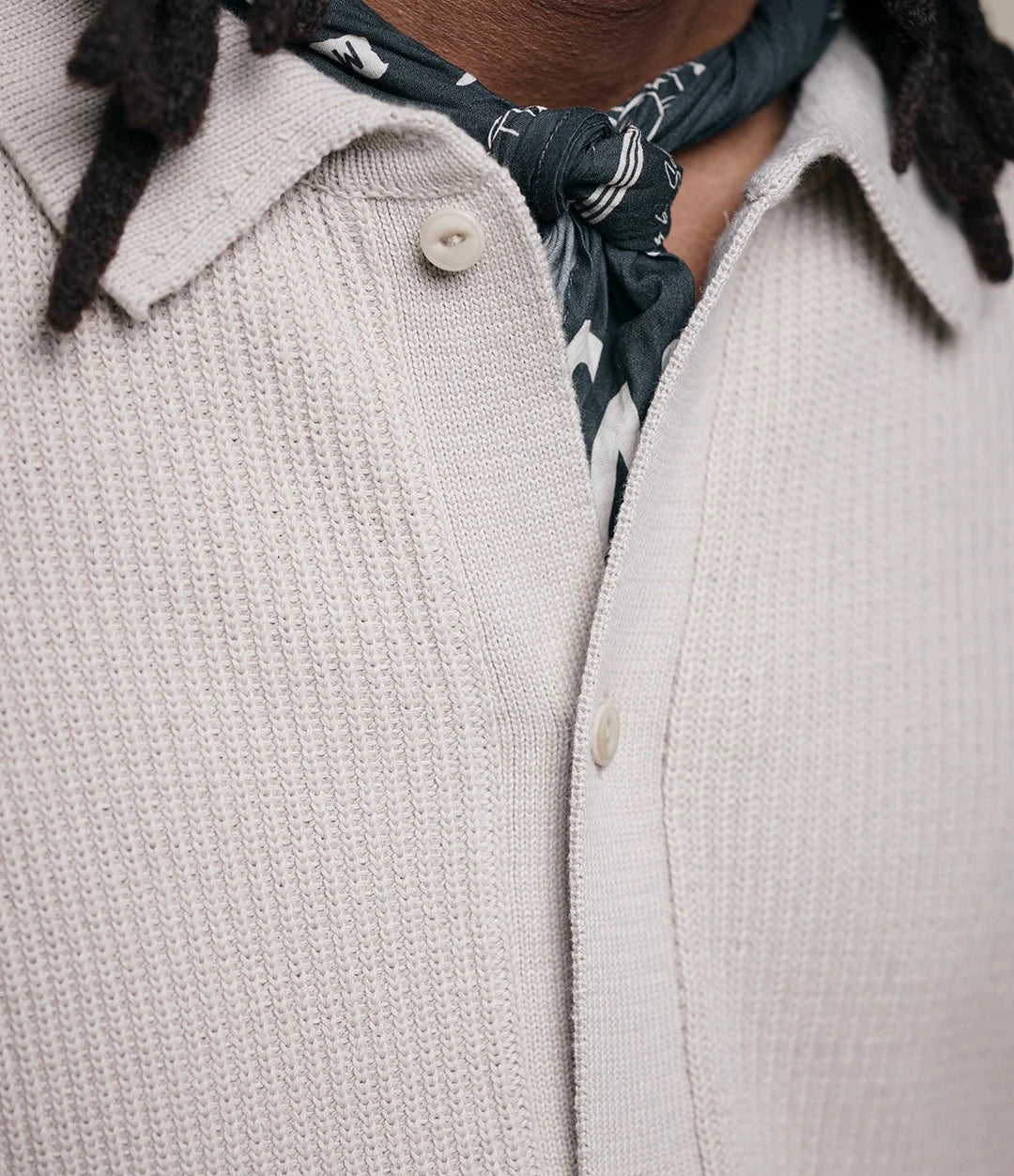 MERZB KNITSHIRT05 Ribbed Organic Cotton Long Sleeve Shirt Sand