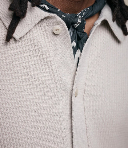 MERZB KNITSHIRT05 Ribbed Organic Cotton Long Sleeve Shirt Sand