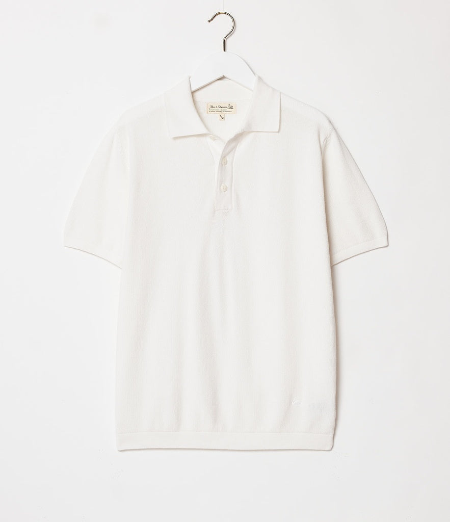 MZB KPLP02 Knitted Polo, Organic Cotton Relaxed Fit White