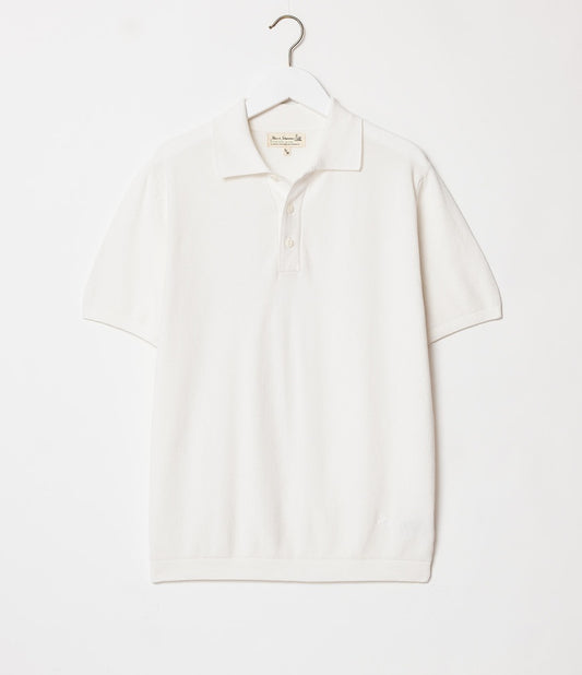 MZB KPLP02 Knitted Polo, Organic Cotton Relaxed Fit White