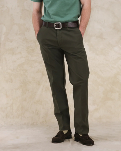 FTA Maine Reversed Cotton Canvas Trousers Green