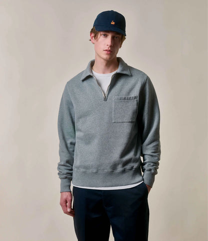 MZB ZIPC01 Zip Collar Sweatshirt 11oz Grey Mel