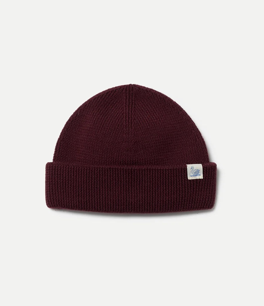 MERZB MWBN05 Sturdy Merino Wool Ribbed Beanie Burgundy