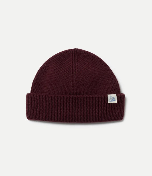 MERZB MWBN05 Sturdy Merino Wool Ribbed Beanie Burgundy