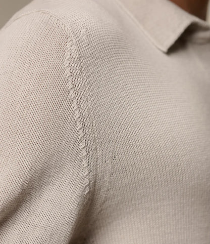 MERZB KINT POLO 02 Knitted Polo,Organic Cotton Relaxed Fit Sand