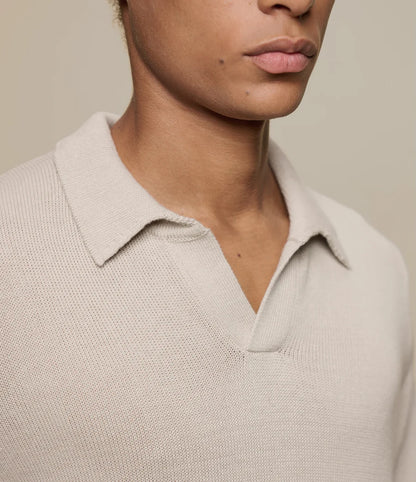 MERZB KINT POLO 02 Knitted Polo,Organic Cotton Relaxed Fit Sand