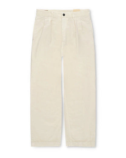 FTA NEW YORK Pleated Heavyweight Cotton Gabardine Off White