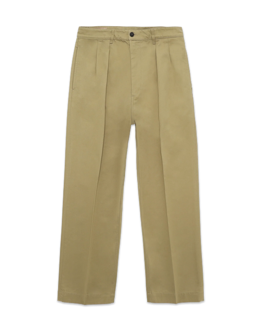 FTA NEW YORK Pleated Heavyweight Cotton Gabardine Beige