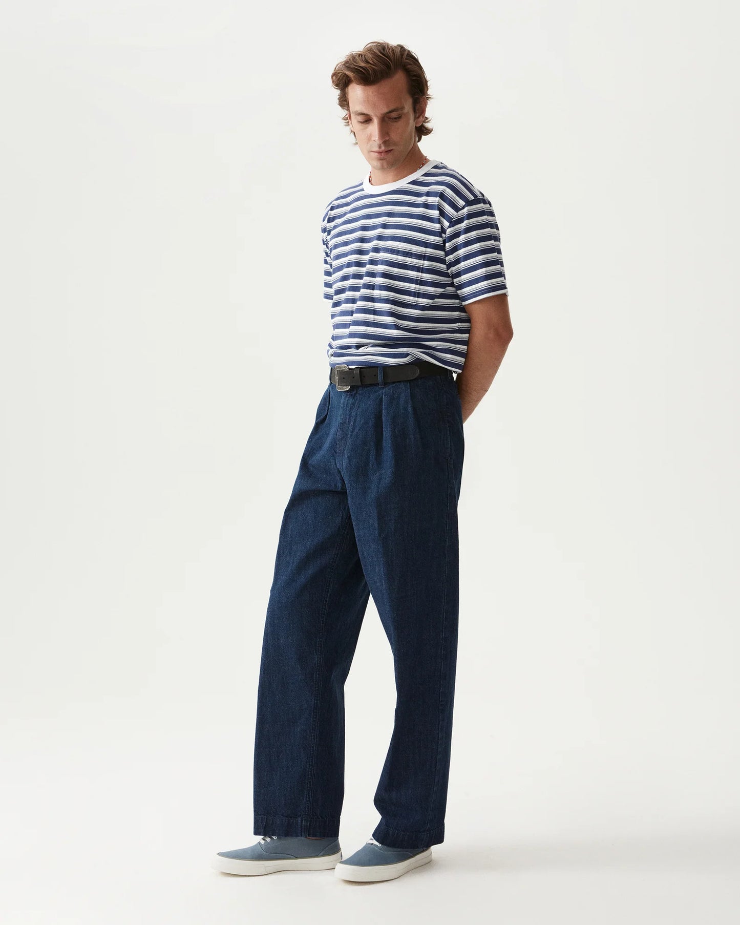 Fortela NEWYORK Pleated Denim Pants Indigo Rinse