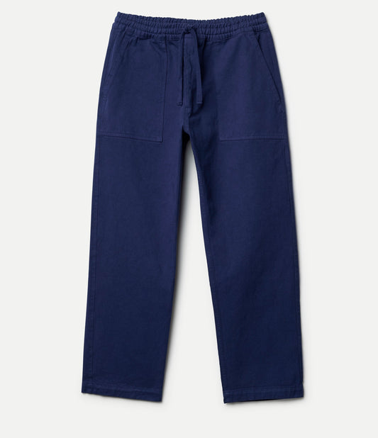 MERZB Worker's Cotton Twill Drawstring Pants Ink Blue
