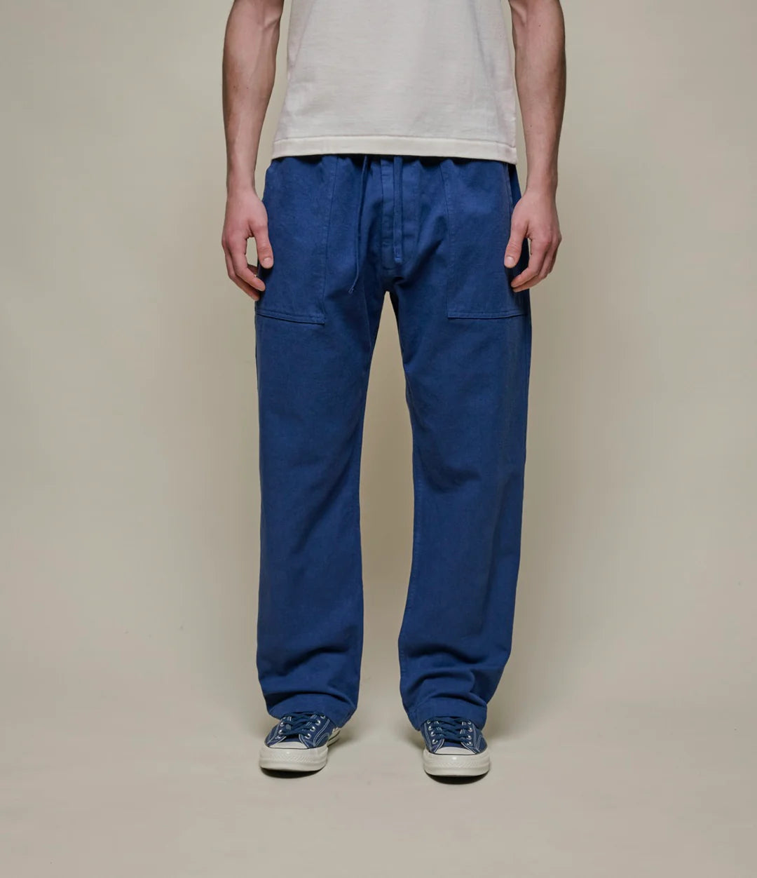 MERZB Worker's Cotton Twill Drawstring Pants Ink Blue