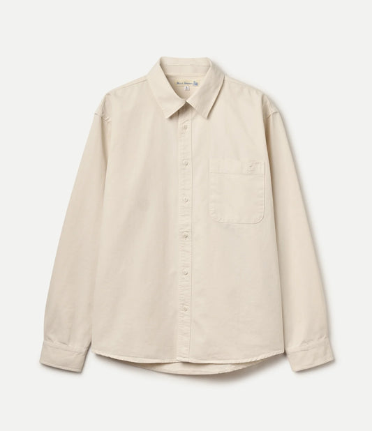 MERZB UNISEX SHIRT01HB Herringbone Long Sleeve Shirt Nature