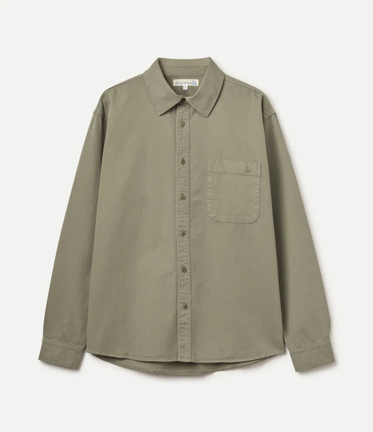 MERZB UNISEX SHIRT01HB Herringbone Long Sleeve Shirt Army