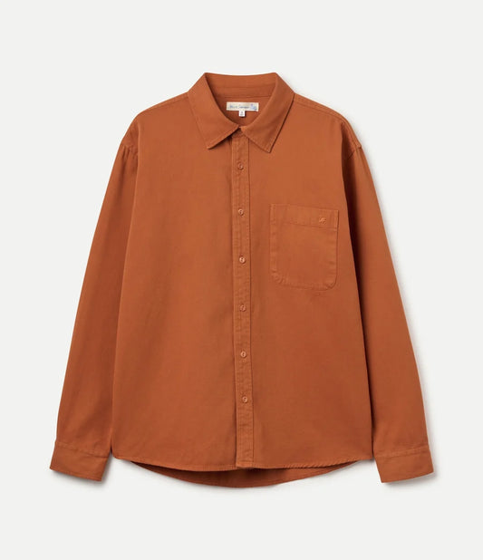 MERZB UNISEX SHIRT01RT Cotton Twill Long Sleeve Shirt Dark Rust
