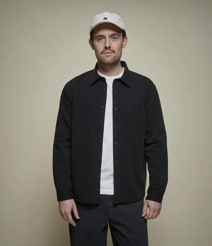 MERZB UNISEX SHIRT01RT Cotton Twill Long Sleeve Shirt Deep Black