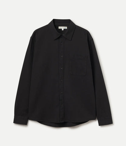 MERZB UNISEX SHIRT01RT Cotton Twill Long Sleeve Shirt Deep Black