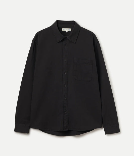 MERZB UNISEX SHIRT01RT Cotton Twill Long Sleeve Shirt Deep Black