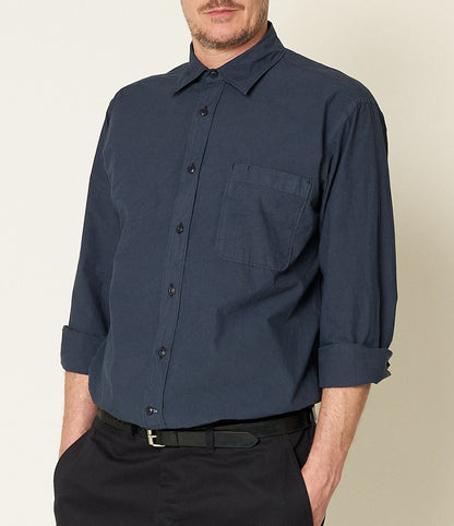 MZB UNISEX SHIRT01 Woven Cotton Relaxed Fit Shirt Denim Blue