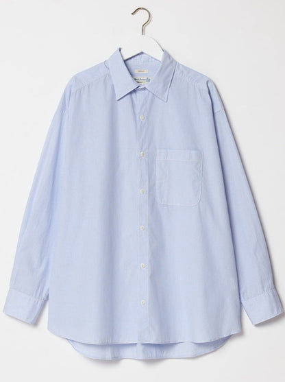 MERZB UNISEX SHIRT04 Cotton Poplin Oversized Fit Shirt White/ denim blue
