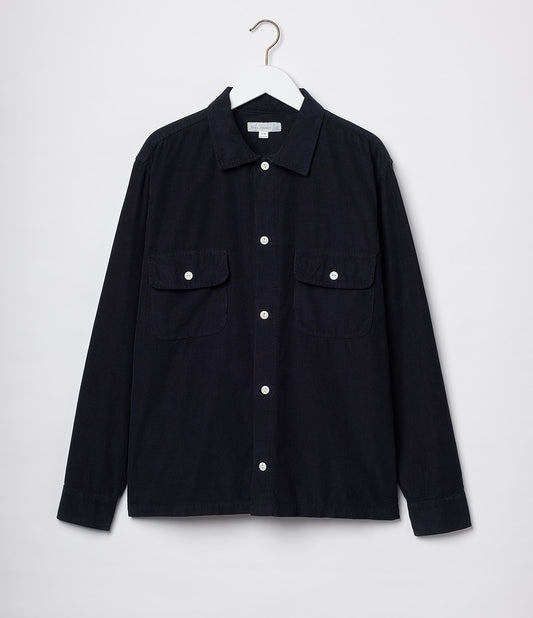 MERZB SHIRT06LC Organic Cotton Corduroy Relax Fit Shirt 5,3oz Deep Black