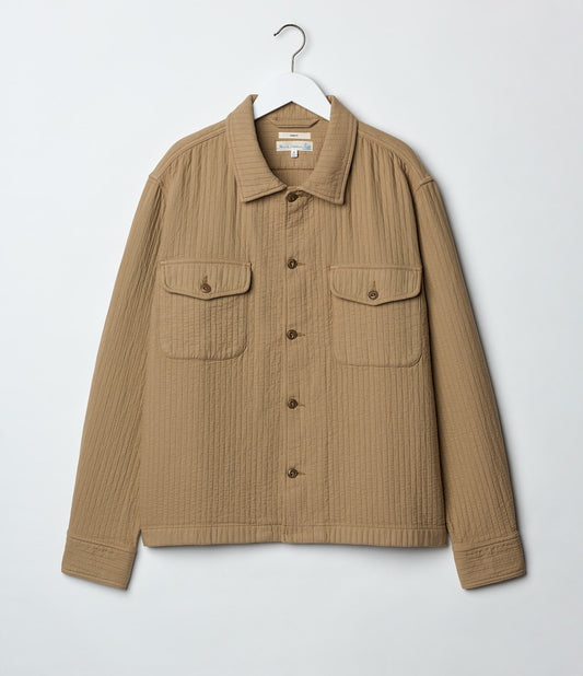 MERZB SHIRT06PAD Padded Cotton Relax Overshirt Dusted Khaki