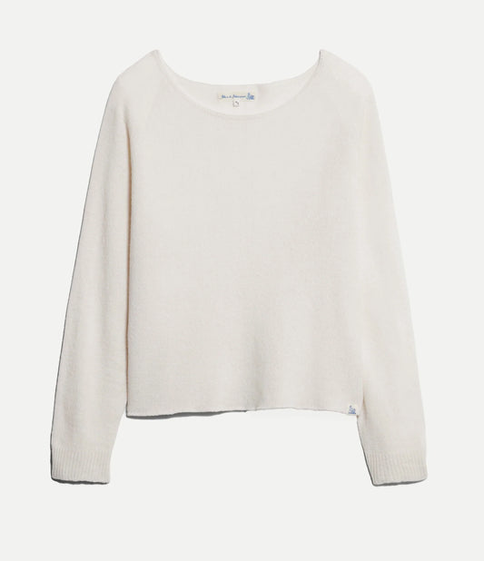 MERZB SKCN01 Lightweight Merino Wool Cashmere Silk Raglan Sweater Nature Mel