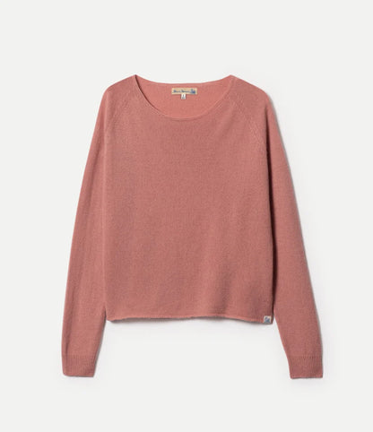 MERZB SKCN01 Lightweight Merino Wool Cashmere Silk Raglan Sweater Rosewood