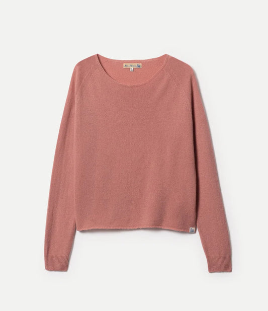 MERZB SKCN01 Lightweight Merino Wool Cashmere Silk Raglan Sweater Rosewood