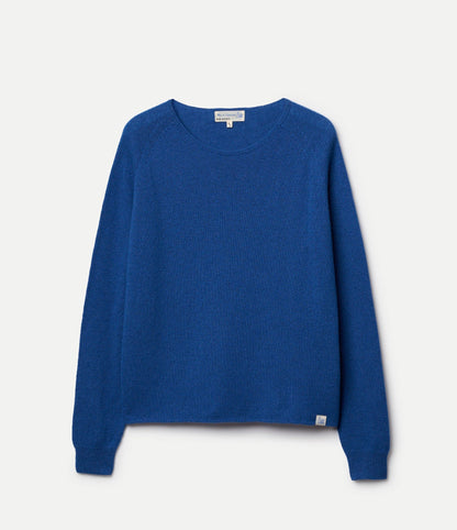 MERZB SKCN01 Lightweight Merino Wool Cashmere Silk Raglan Sweater Carbon Blue