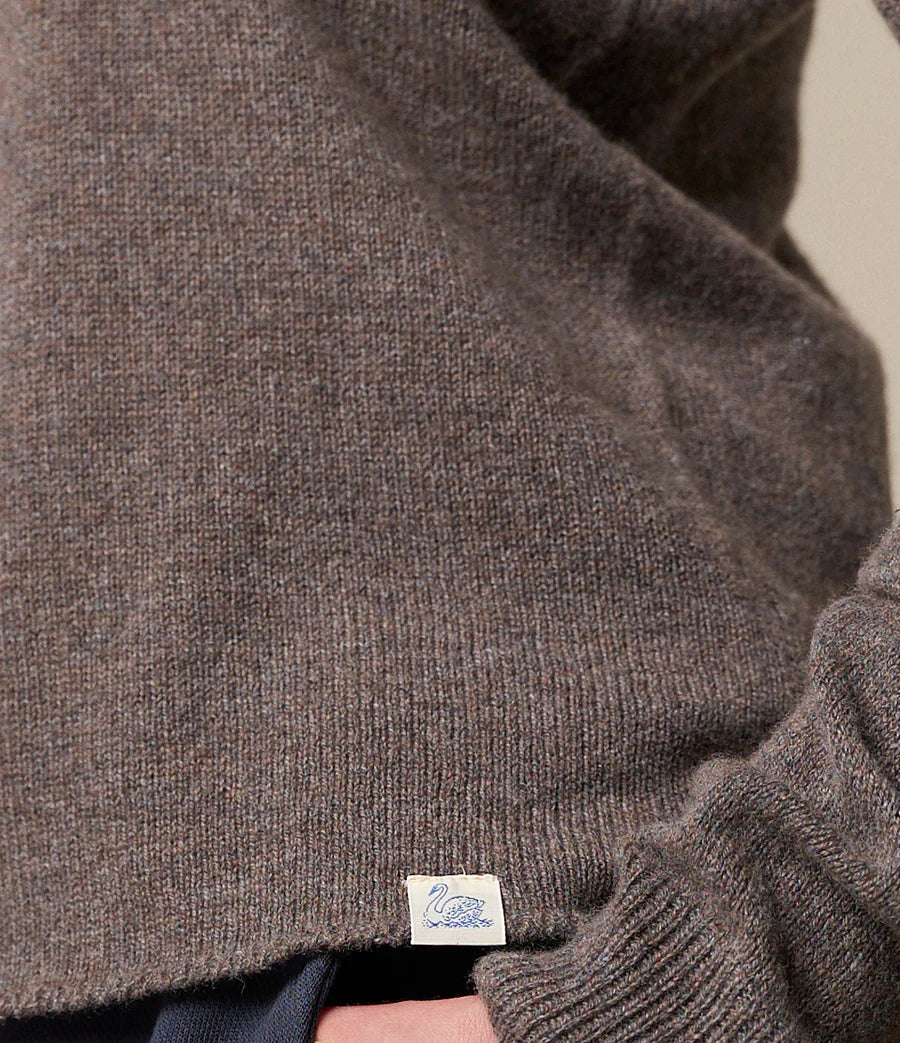 MERZB SKCN01 Lightweight Merino Wool Cashmere Silk Raglan Sweater Grain