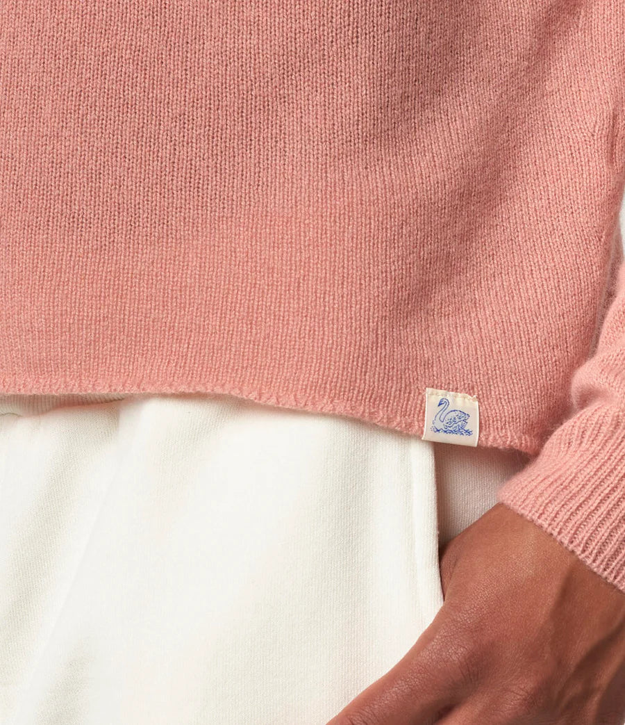 MERZB SKCN01 Lightweight Merino Wool Cashmere Silk Raglan Sweater Rosewood