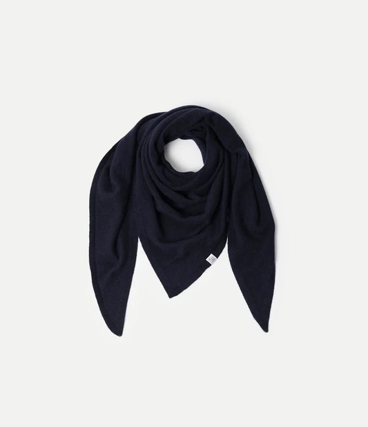 MZB Unisex Triangle Scarf, Merino Silk Cashmere blend Dark Navy