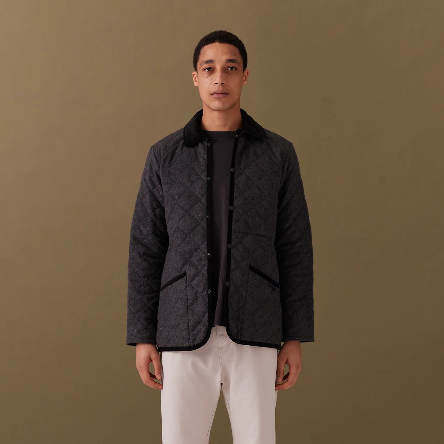 LVH DENHAM Wool Mix Quilted Jacket Charcoal