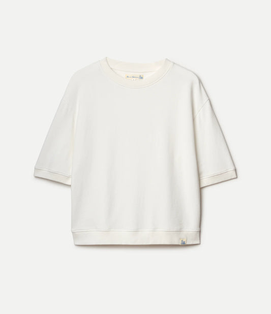 MERZB Lightweight American Fleece Women's Short Sleeve Sweatshirt White