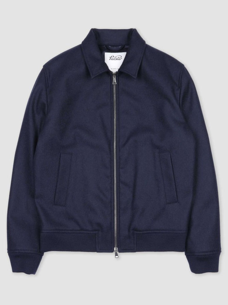 VSR Padded Water repellent virgin wool zip jacket Navy