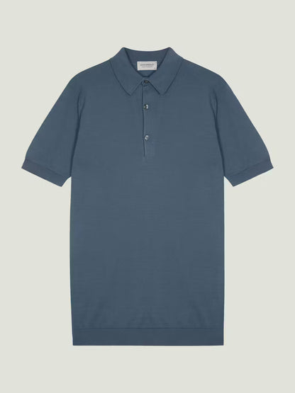 JSY ADRIAN Men Sea Island Cotton Polo Shirt Delft Blue