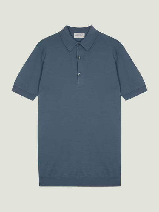 JSY ADRIAN Men Sea Island Cotton Polo Shirt Delft Blue