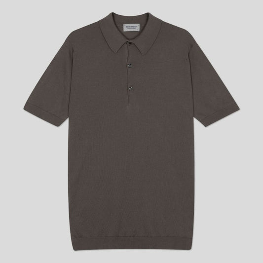 JSY ADRIAN Men Sea Island Cotton Polo Shirt Beige Musk