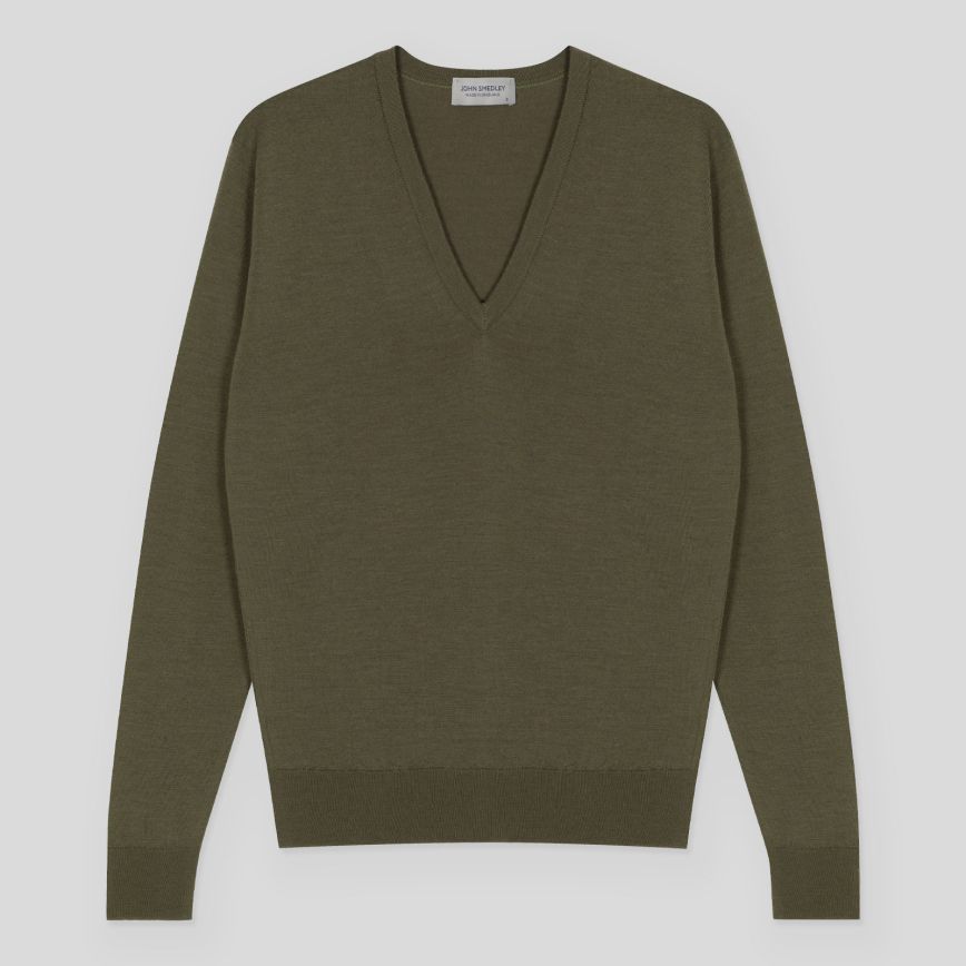 JSY AILSA Women Merino V-Neck Pullover Mansfield Green